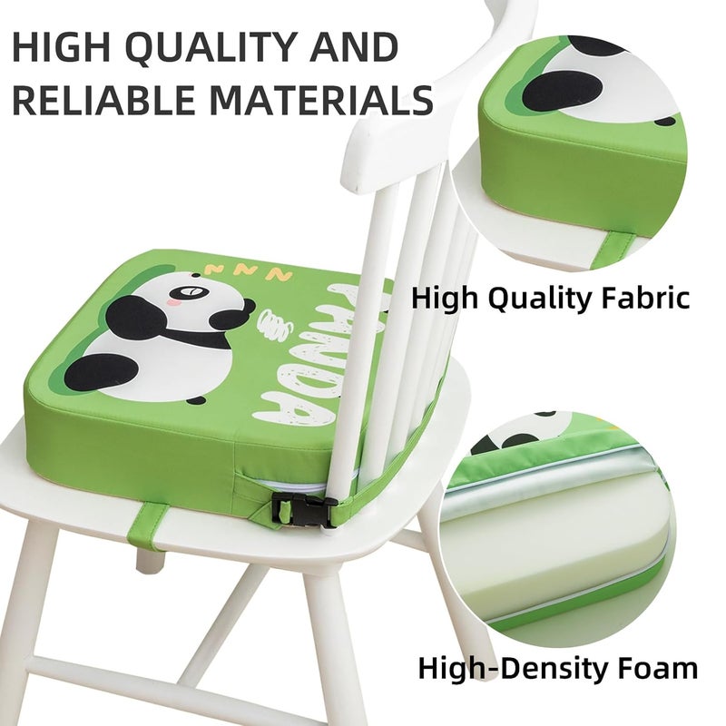 Eiury Toddler Booster Seat for Dining Table, Portable Kids Booster Seat with Safety Buckles Portable Increasing Booster Cushion with Non-Slip Bottom (Green Panda) - Image 4